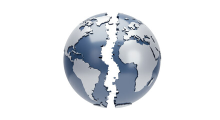 Isolated Cracked Globe Global Crisis