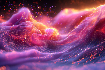 Abstract flowing cosmic art in vibrant pinks purples and gold. Great for dreamy backgrounds and artistic expressions or creative presentations.