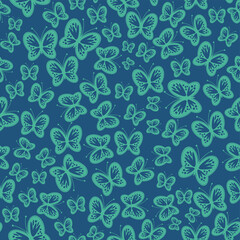Seamless vector illustration print pattern background wallpaper with butterflies summer spring for textile, paper, pack etc	
