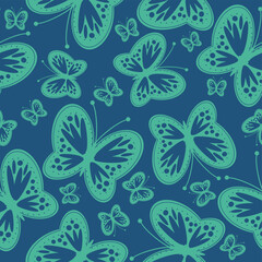Seamless vector illustration print pattern background wallpaper with butterflies summer spring for textile, paper, pack etc	

