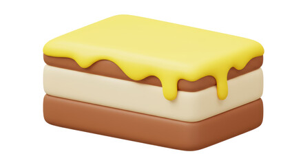 Isolated 3D Layered Cake with Icing