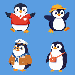 Cartoon Penguin Friends Vector Pack