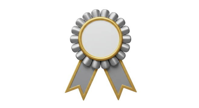 Isolated Silver and Gold Award Ribbon with Rosette Detail