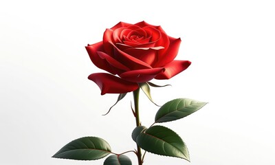 Red rose closeup on white background: elegant and minimalist floral art