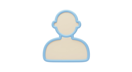 Isolated Generic User Icon with Blue Outline