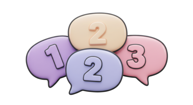 Isolated Colorful Speech Bubbles with Numbers 1, 2, 3