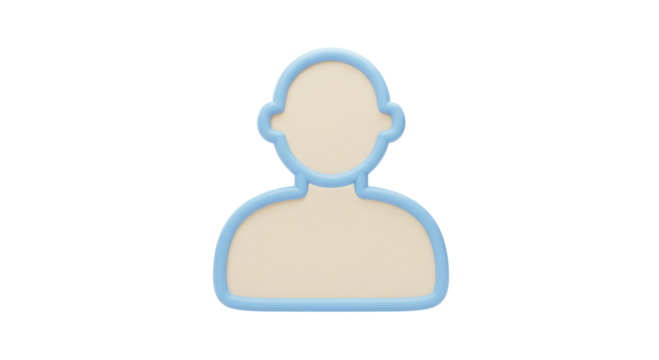 Isolated Generic User Icon with Blue Outline