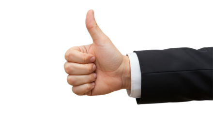 Isolated Hand with Thumbs Up Gesture in a Business Suit
