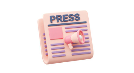 Isolated Newspaper with Megaphone - Press Announcement