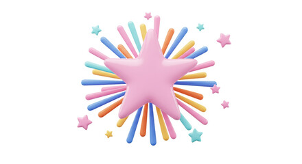 Obraz premium Isolated Star Burst with Colorful Fireworks