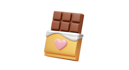 Isolated Chocolate Bar with Heart on Wrapper