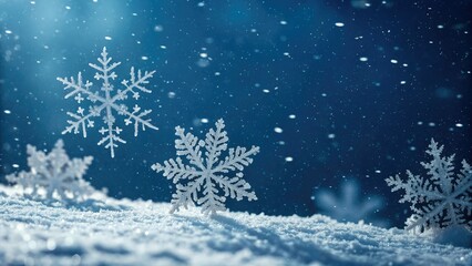 HD wallpaper: Dark blue canvas, magically falling snowflakes, winter wonderland.