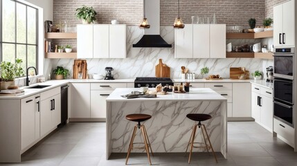 Sophisticated kitchen interior with modern appliances and elegant design elements