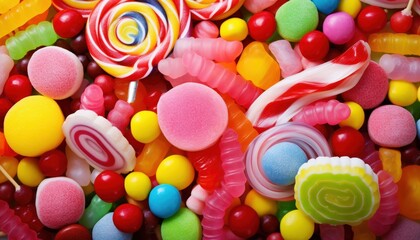 Fototapeta premium Colorful Assortment of Sweets and Candies Filling Entire Frame