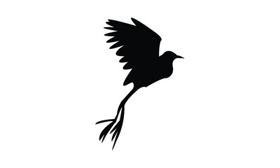Flying African jacana bird Silhouette Design  And Vector Illustration. 