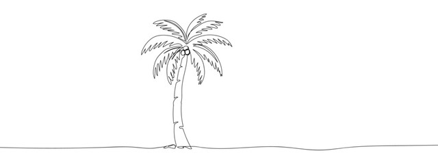 Obraz premium continuous line coconut tree with transparent background editable stroke.
