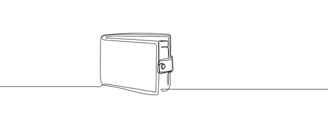 Continuous line wallet with transparent background editable stroke.