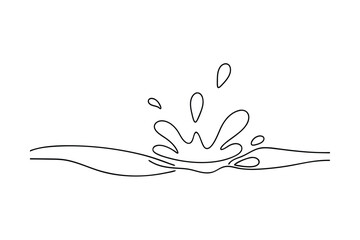 Singleline drawing of water splash, wave, ripple effect