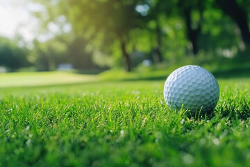 Obraz premium Golf Ball on Pristine Green Grass