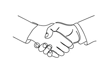 Simple Line Art Drawing of a Business Handshake Agreement