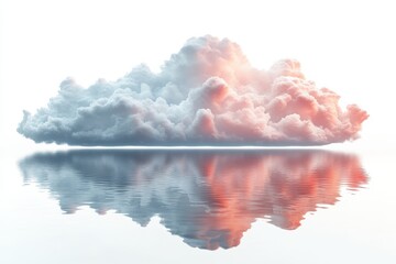 Fototapeta premium Cloud reflection over calm water creates serene and ethereal atmosphere at sunset