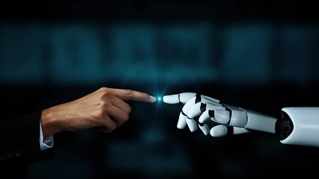 Futuristic robot artificial intelligence enlightening AI technology development and machine learning concept. Global robotic bionic science research for future of human life. 3D rendering graphic.