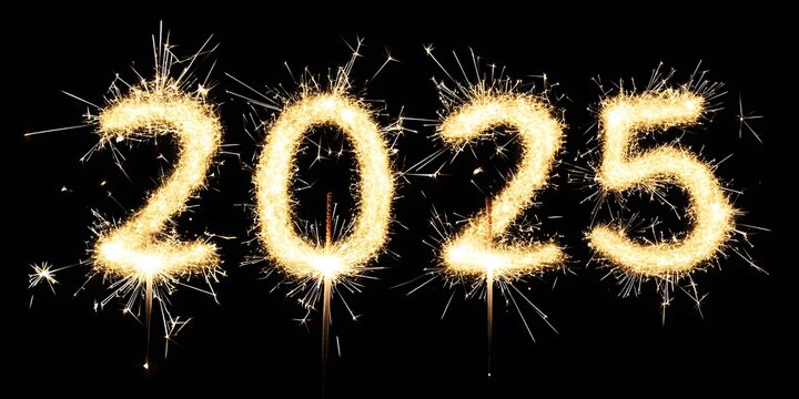 The Year Two Thousand Twenty Five Written With Sparklers