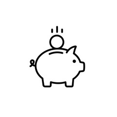 Obraz premium A Black And White Image Of A Piggy Bank With A Coin On Top