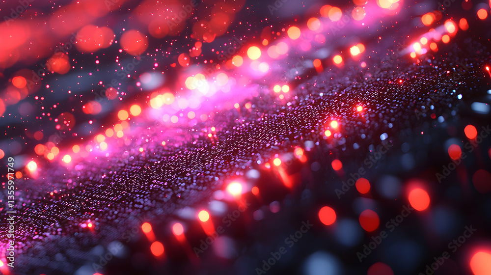 Poster abstract digital art showing a flowing wave of data or light. suitable for tech presentations or web