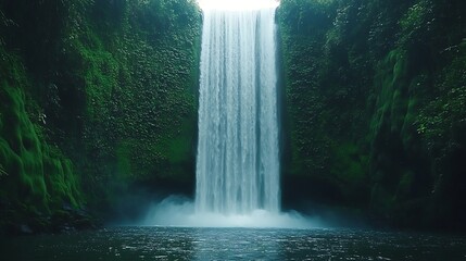 A beautiful waterfall cascading into a calm pool of water