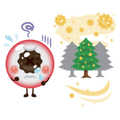 花粉の影響を受ける目のキャラクターイラスト