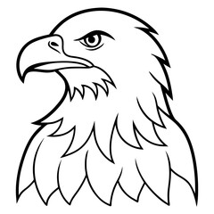 Fototapeta premium Bald Eagle silhouette vector black outline, white background