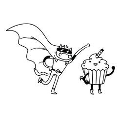 Fototapeta premium Cartoon Fantasy Characters Set – Superheroes, Dragons, Pirates & More