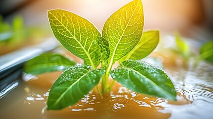 Young plants in a growth medium