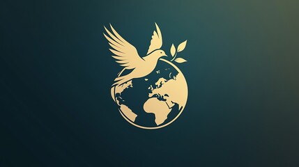 A compassionate and professional global health logo, featuring a simplified dove silhouette soaring above a stylized Earth, carrying a leaf as a symbol of peace and wellness, modern typography,