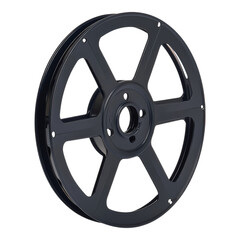 Obraz premium Black Film Reel with Six Spokes and Center Hole