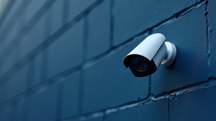 Security Camera On Dark Blue Wall