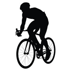 Fototapeta premium Cyclist Silhouette, Vector, Icon, Logo, White Background.