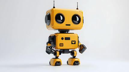 Fototapeta premium Compact Yellow Robot Assistant with Articulated Features