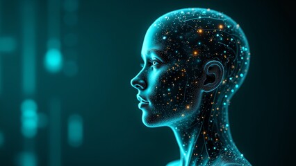 Obraz premium Digital Human, Artificial Intelligence, Tech Concept