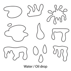 Set of blue waterdrop, water splash, liquid element design.