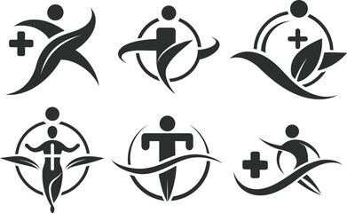 Set of Contemporary Healthcare and Wellness Logo 
