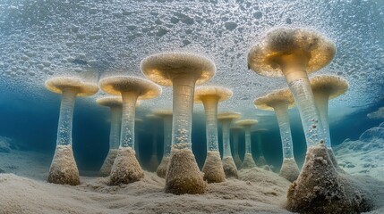 Underwater landscape with mineral formations