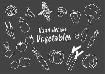 手描きの野菜イラストセット（黒板・チョーク）