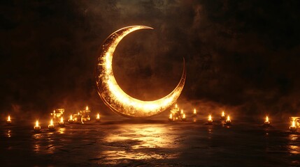 Crescent Moon Night Scene