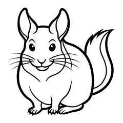 Obraz premium Chinchilla silhouette vector black outline, white background