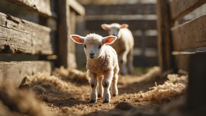 A young lamb is small, has soft fur, and depends on its mother's milk. As it grows until weaning, it starts eating grass and plays a significant role in traditional farming.