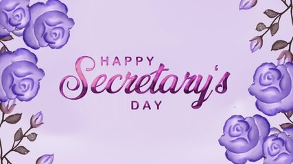 Happy Secretary's Day card featuring purple roses, perfect for gifting to office administrative professionals to show appreciation on their special day.