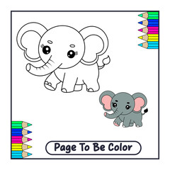 Creative Cute Elephant Vector Coloring Page