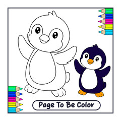 Creative Cute Penguin Vector Coloring Page